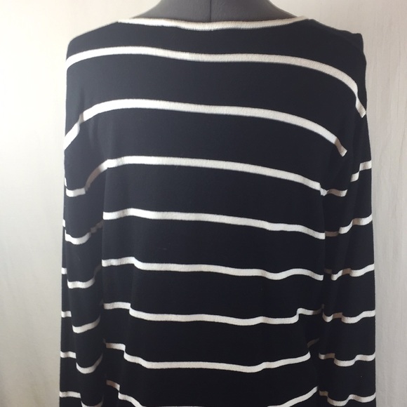 Blast 3/4 Sleeve Black & White Stripe Top Size L - Picture 6 of 8